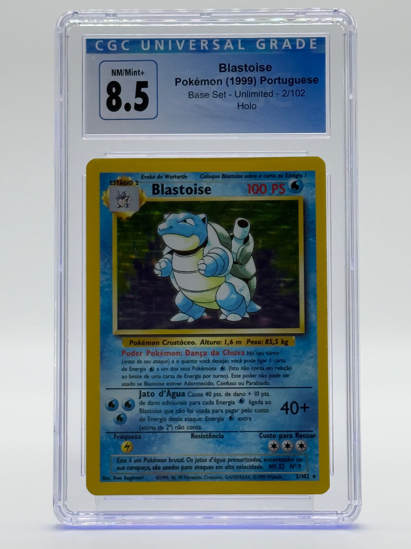 1999 POKEMON BASE SET-CGC 8.5-BLASTOISE-UNLIMITED-PORTUGUESE