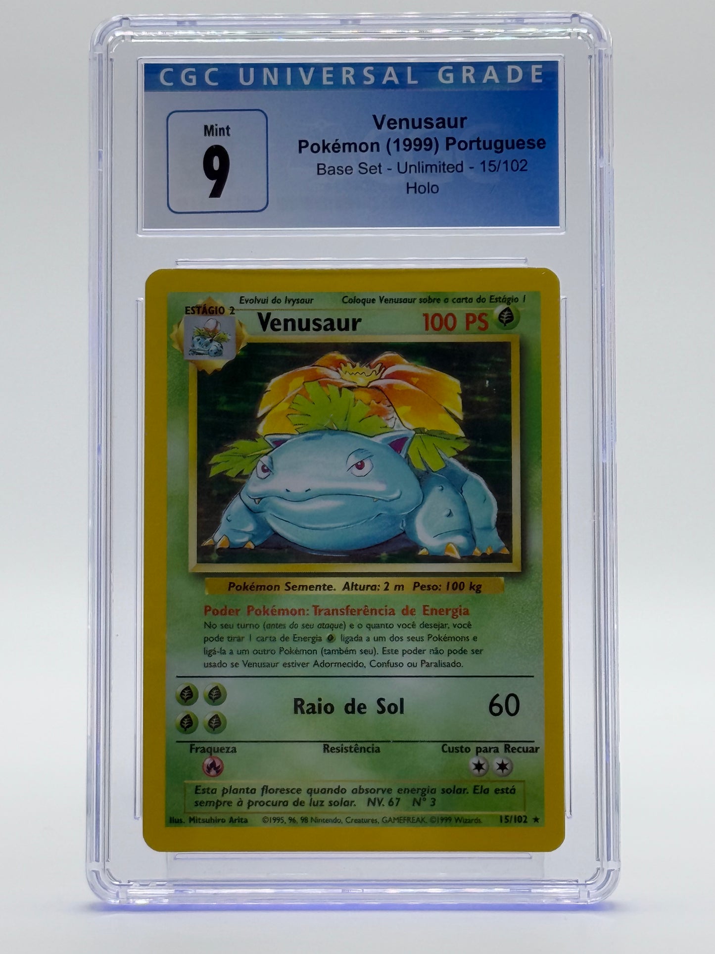1999 POKEMON BASE SET-CGC 9-VENUSAUR-UNLIMITED-PORTUGUESE