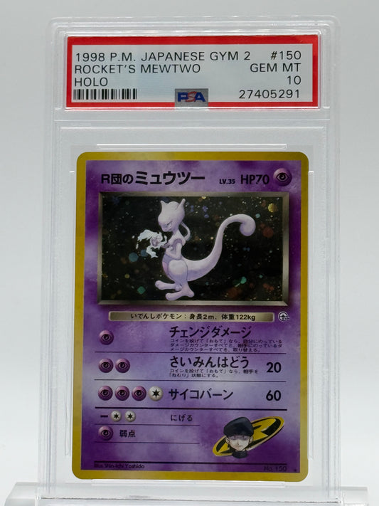 1998 POKEMON JAPANESE GYM 2-PSA 10-ROCKET'S MEWTWO-HOLO