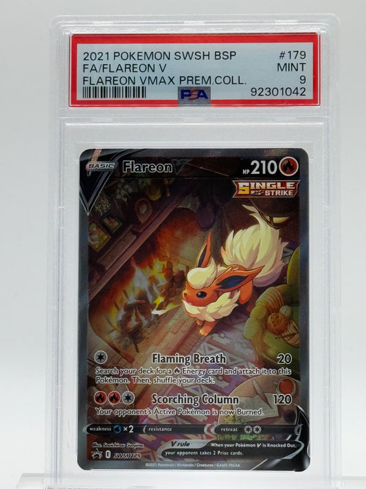 2021 POKEMON SWSH BLACK STAR PROMO-PSA 9-FA/FLAREON V-FLAREON VMAX PREM.COLL.