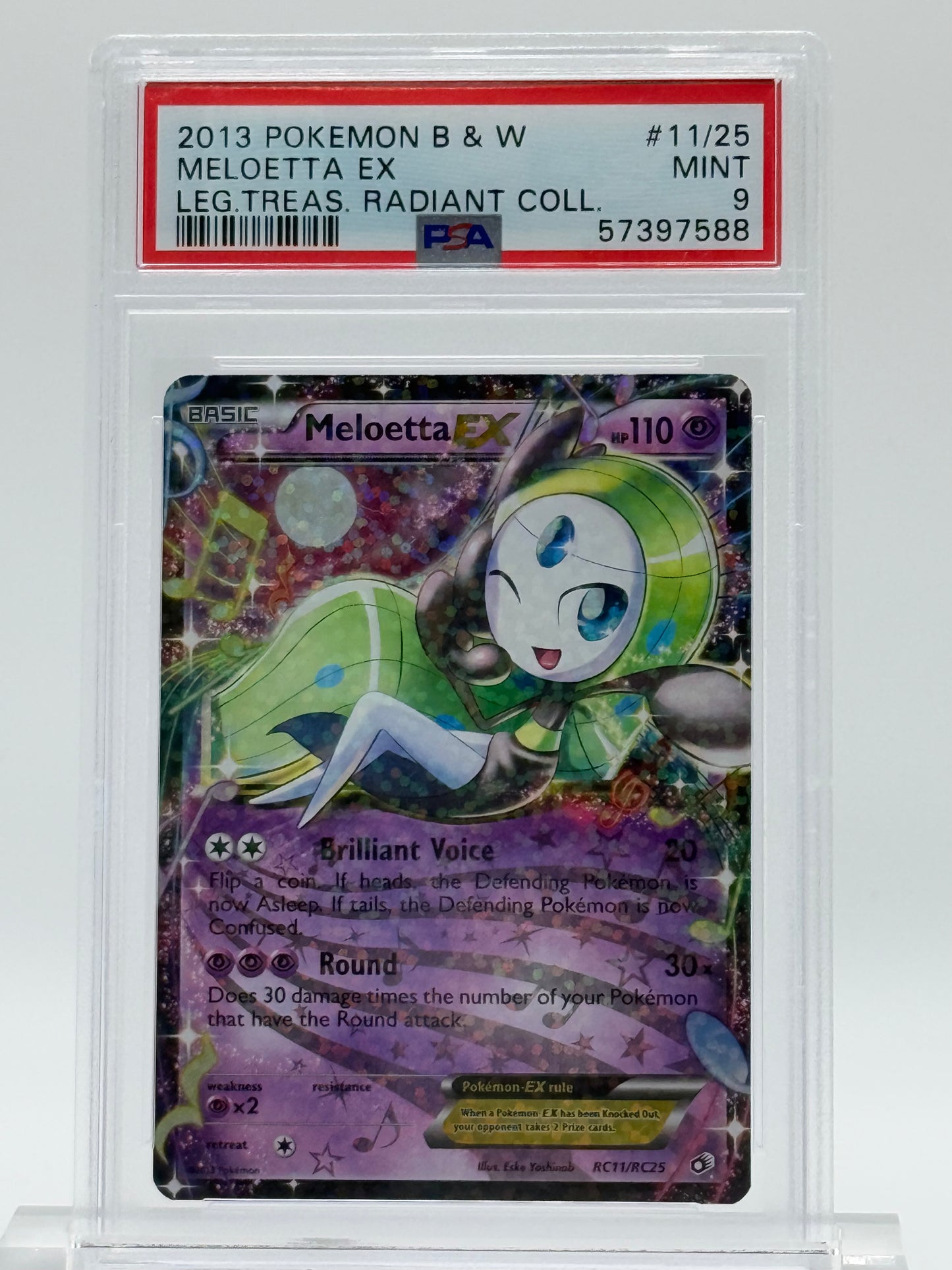 2013 POKEMON B & W-PSA 9-MELOETTA EX-LEG.TREAS.RADIANT COLL.