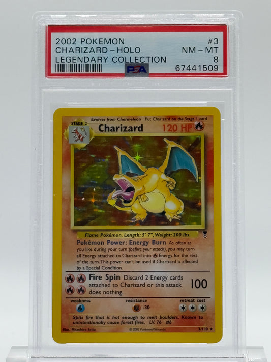 2002 POKEMON-PSA 8- CHARIZARD-HOLO-LEGENDARY COLLECTION