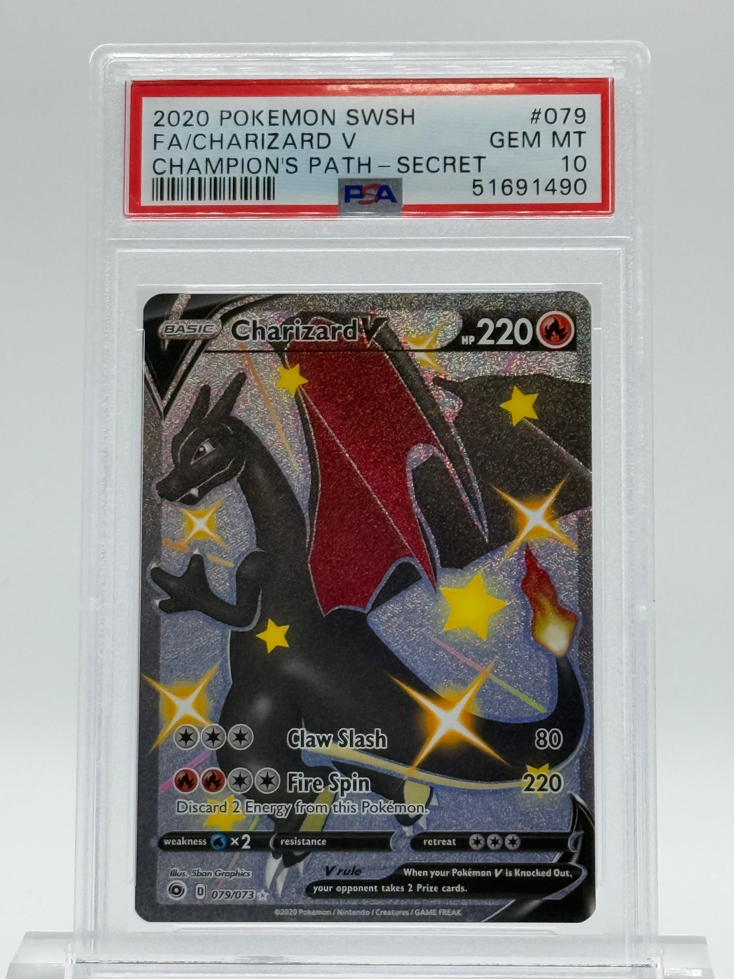 2020 POKEMON SWSH-PSA 10- FA/CHARIZARD V-CHAMPIONS PATH-SECRET