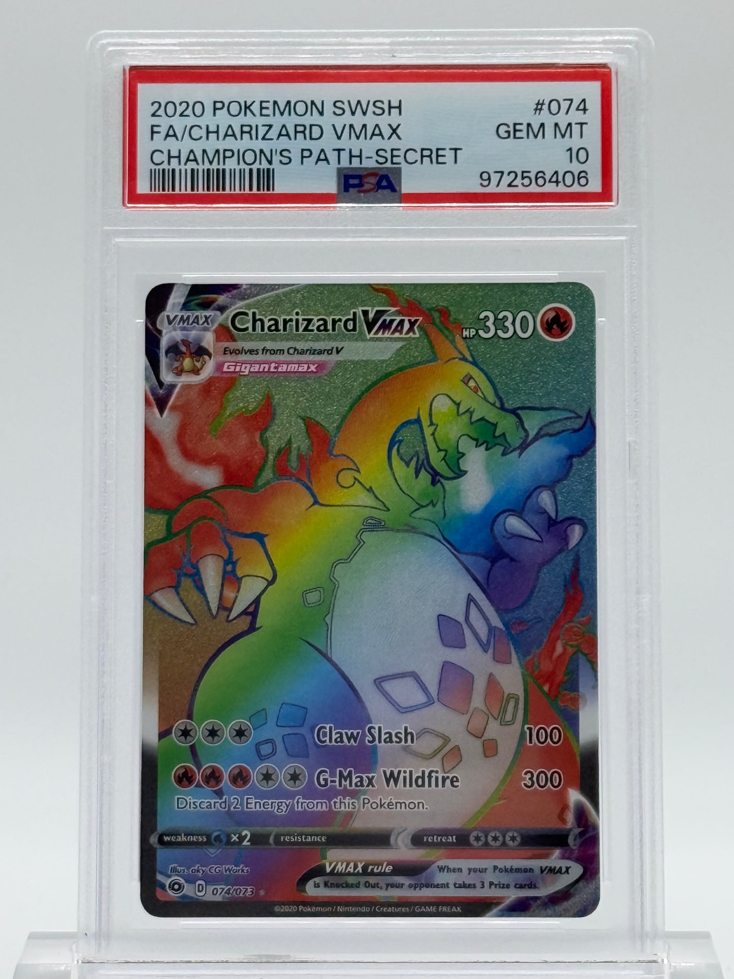 2020 POKEMON SWSH-PSA 10-FA/CHARIZARD VMAX-CHAMPIONS PATH-SECRET