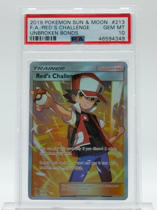 2019 POKEMON SUN & MOON-PSA 10- FA/RED'S CHALLANGE-UNBROKEN BONDS