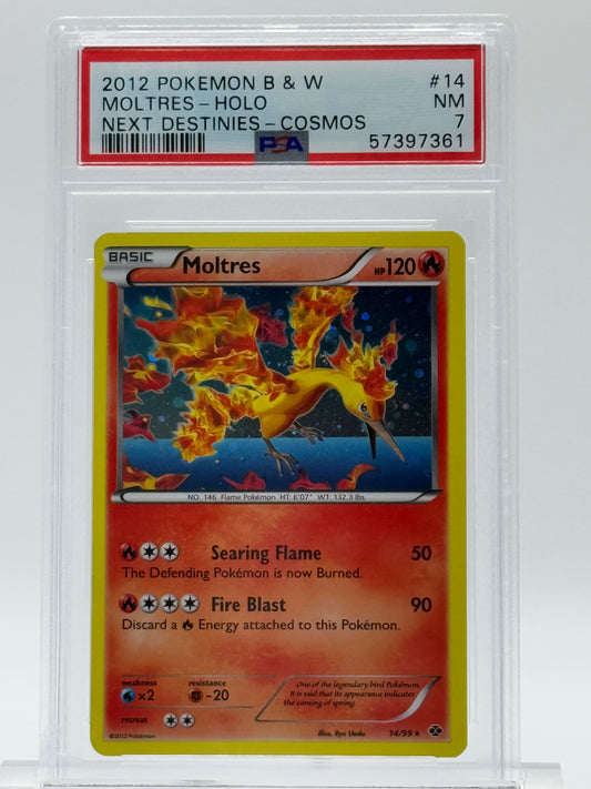 2012 POKEMON B & W-PSA 7-MOLTRESS-HOLO-NEXT DESTINIES-COSMOS