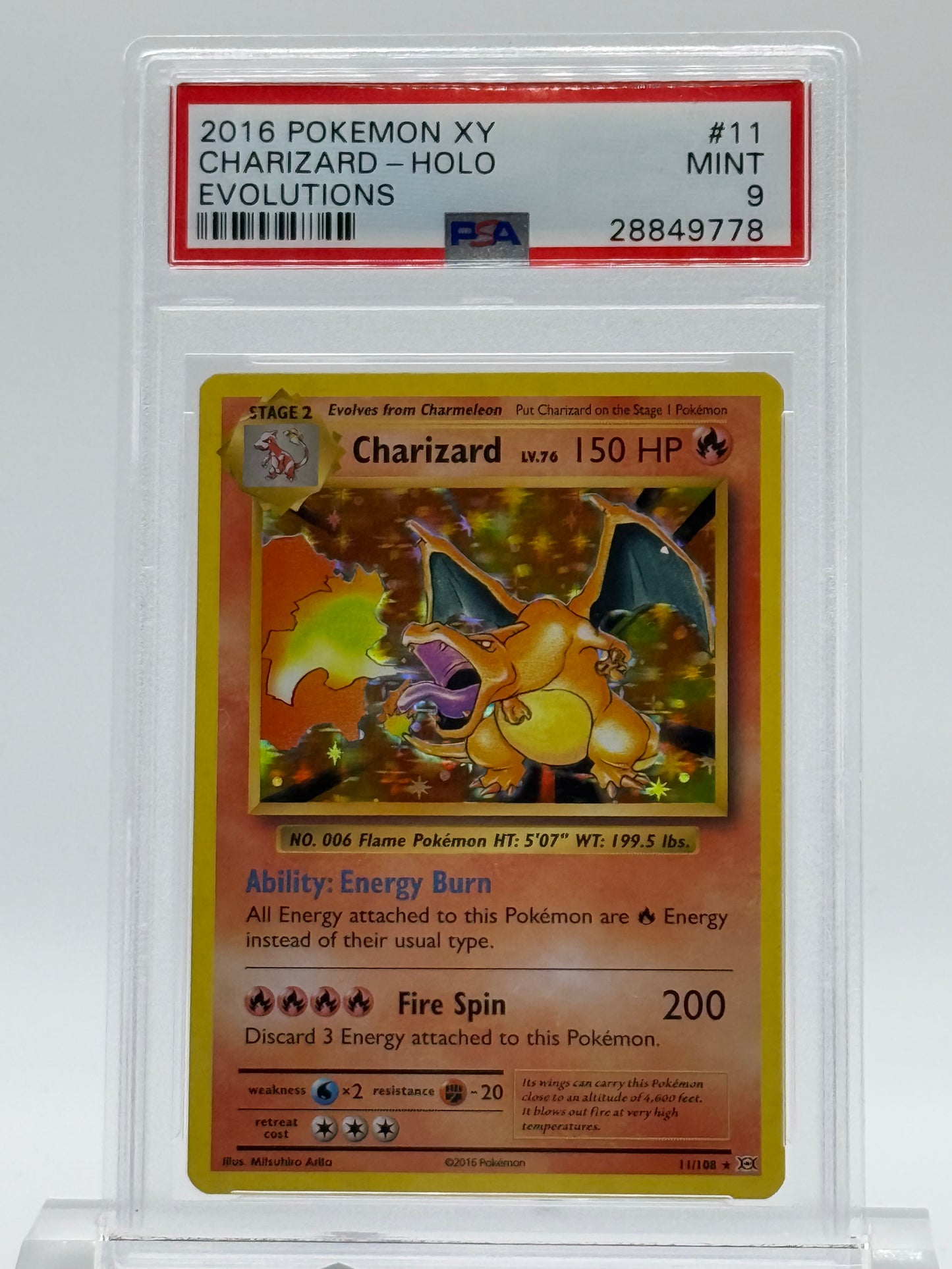 2016-POKEMON XY-PSA 9-CHARIZARD-HOLO-EVOLUTIONS