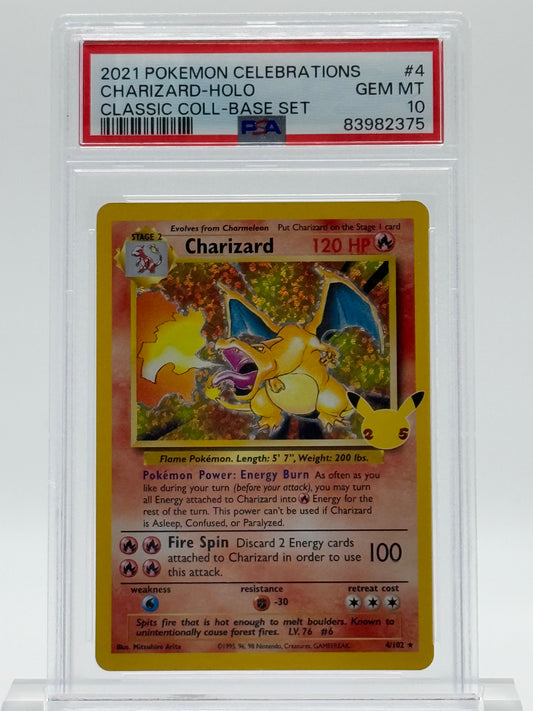 2021 POKEMON CELEBRATIONS-PSA 10- CHARIZARD-HOLO- CLASSIC COLL-BASE SET