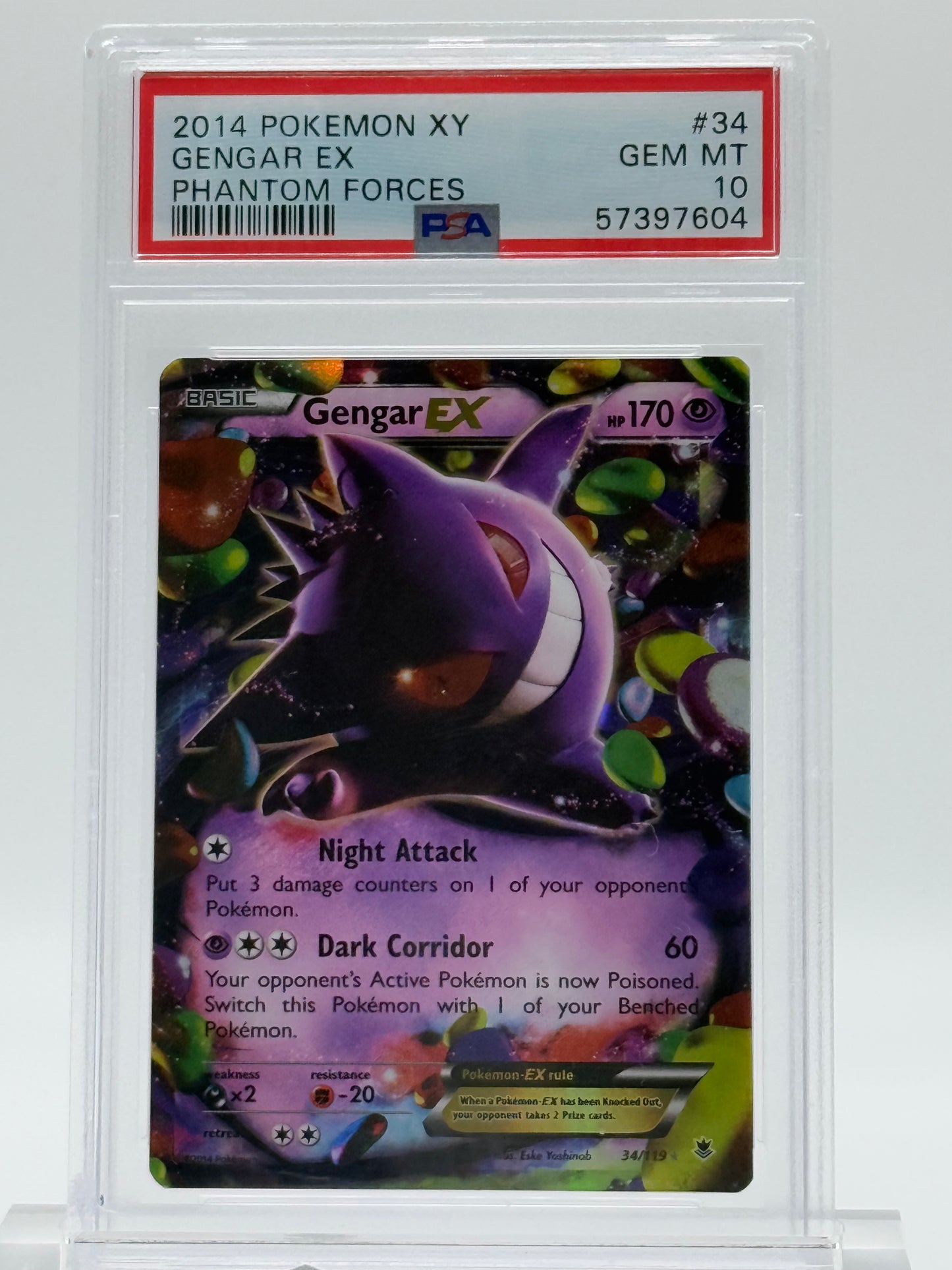 2014 POKEMON XY-PSA 10-GENGAR EX-PHANTOM FORCES