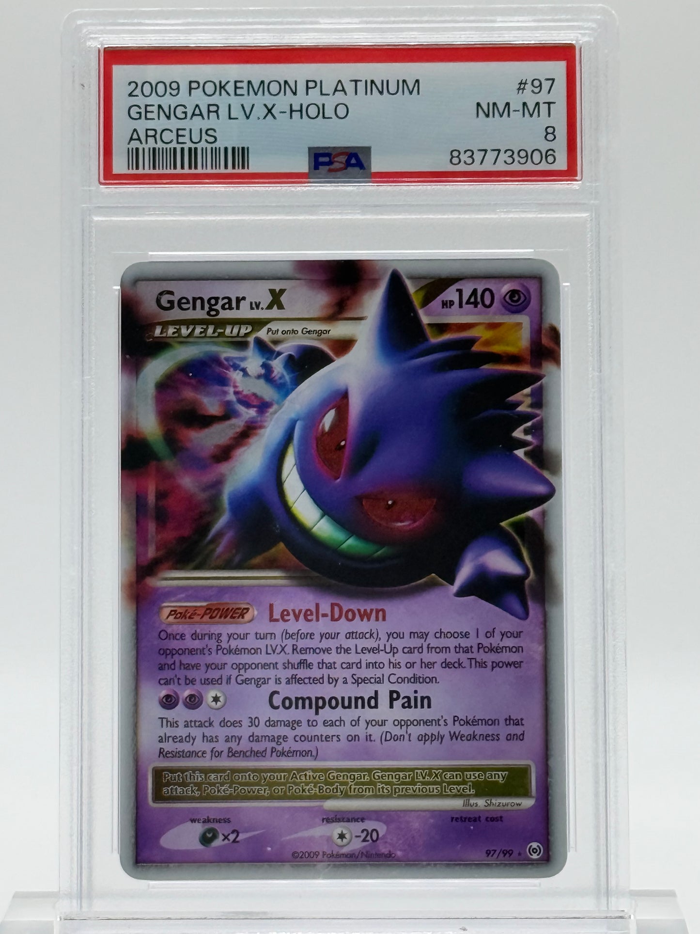 2009 POKEMON PLATINUM-PSA 8- GENGAR LV.X-HOLO-ARCEUS