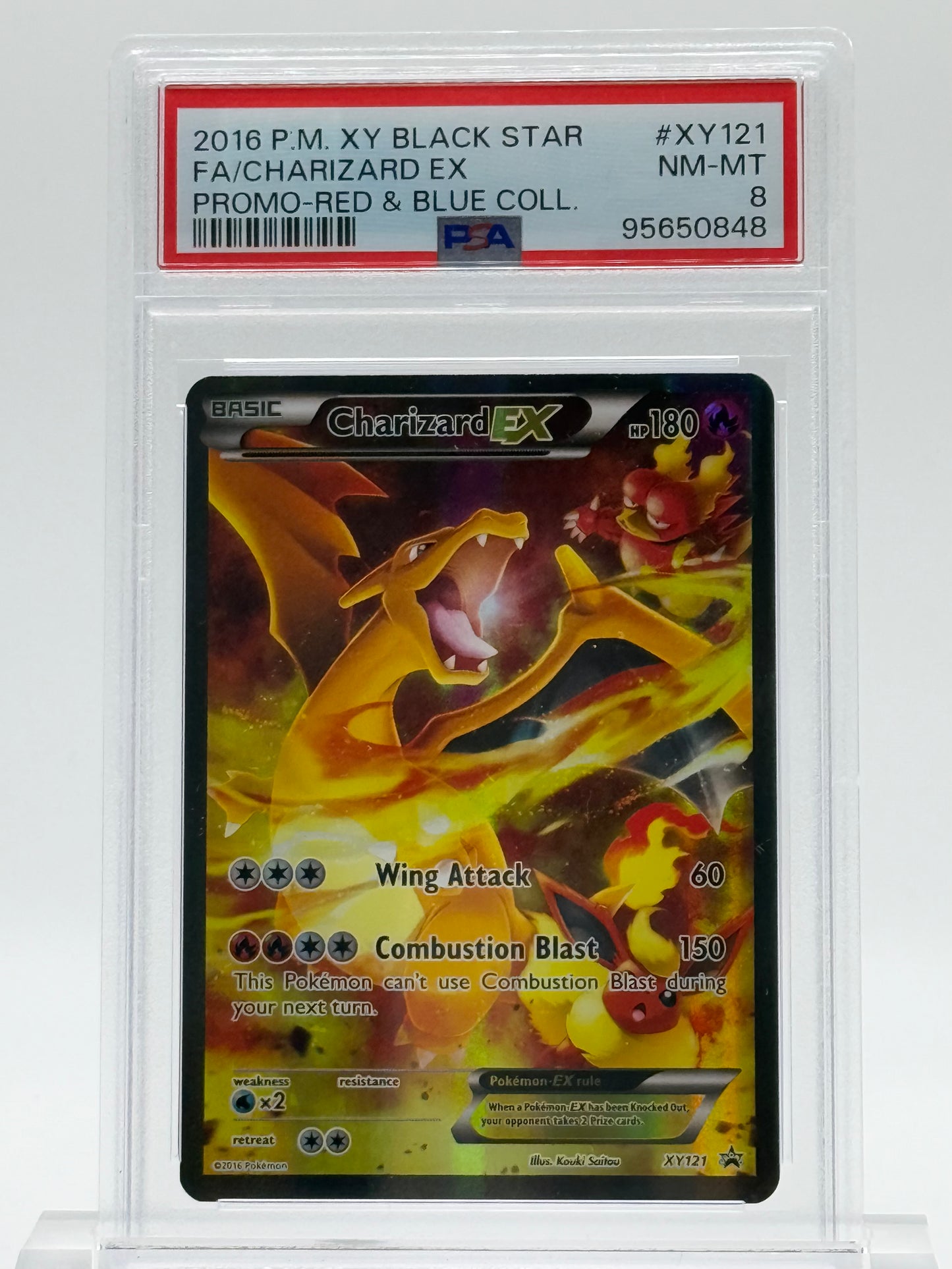 2016 POKEMON P.M. XY BLACK STAR- PSA 8-FA/CHARIZARD EX-PROMO-RED & BLUE COLL.