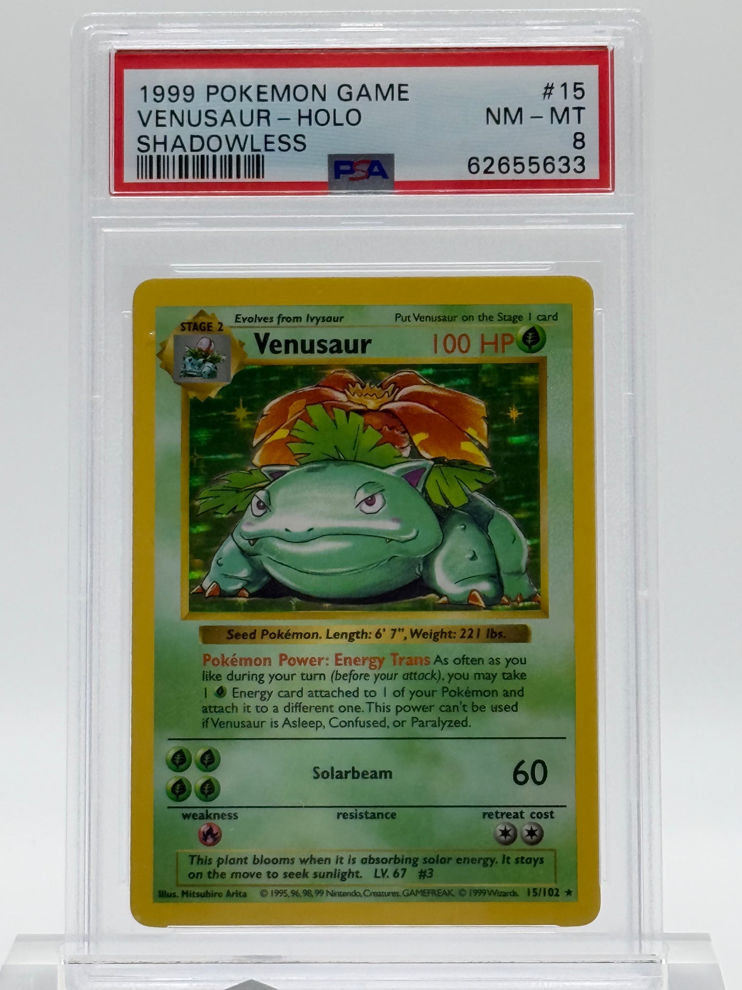 1999 POKEMON GAME-PSA 8-VENUSAUR-HOLO-SHADOWLESS