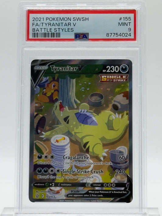 2021-POKEMON SWSH-PSA 9-FA/TYRANITAR V-BATTLE STYLES