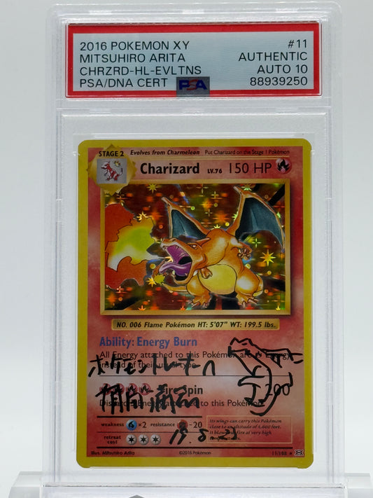 2016 POKEMON XY-MITSUHIRO ARITA CHARIZARD-HL-EVLTNS-PSA/DNA CERT(PSAAUTO10)