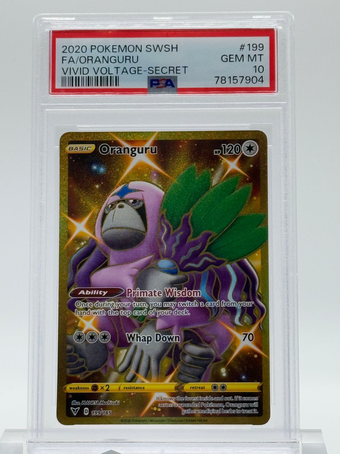 2020 POKEMON SWSH-PSA 10- FA/ORANHURU-VIVID VOLTAGE-SECRET