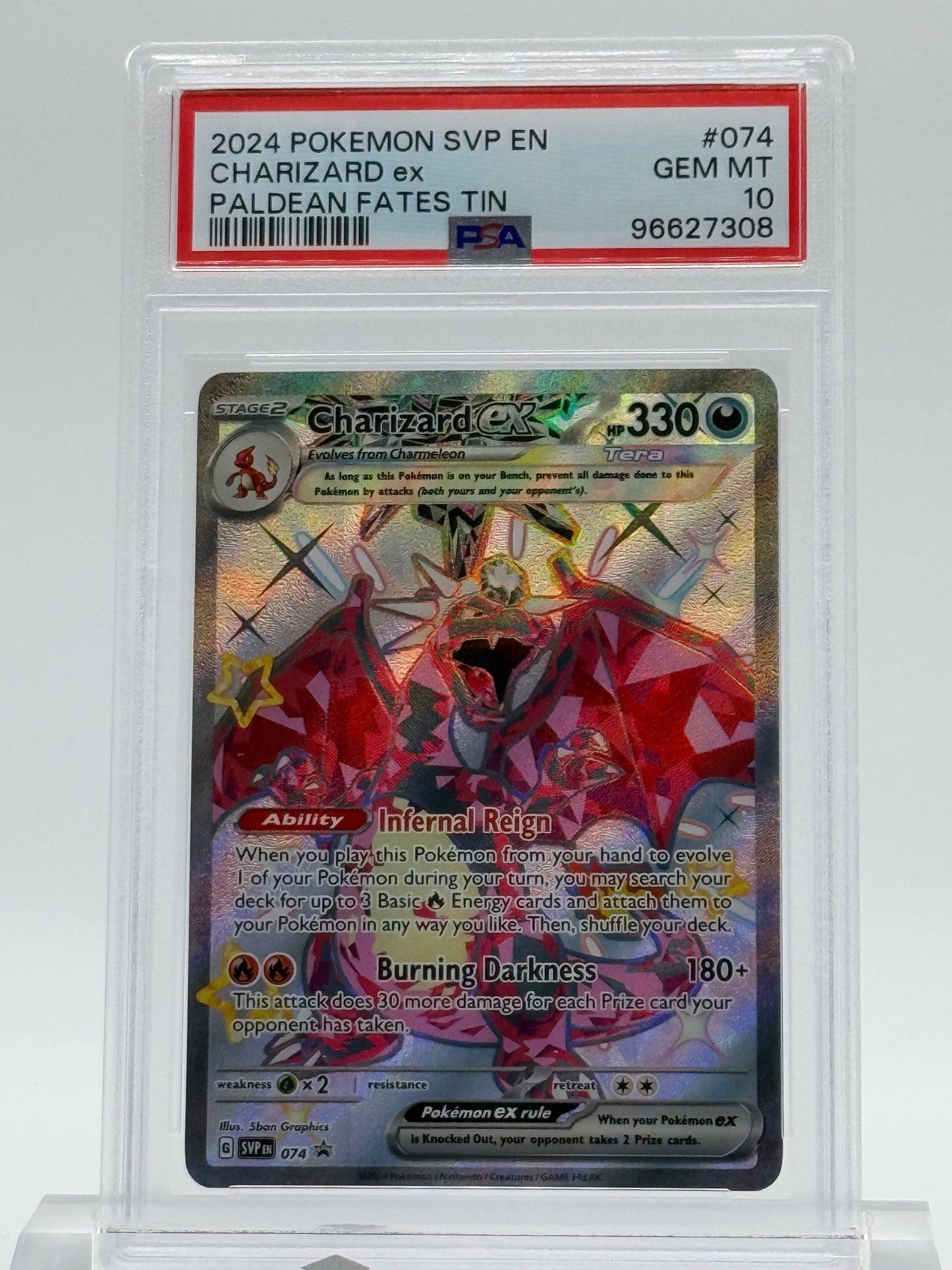 2024 POKEMON SVP EN-PSA 10- CHARIZARD EX-PALDEAN RATES TIN