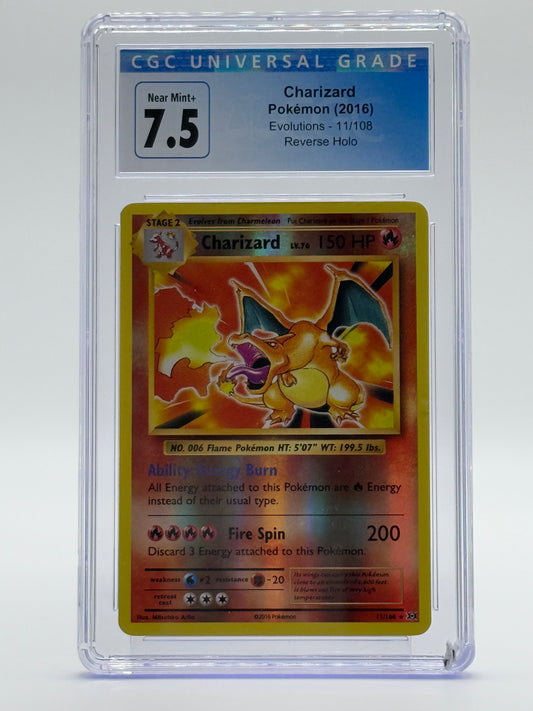 2016 POKEMON XY-CGC 7.5-CHARIZARD-REV HOLO-EVOLUTIONS