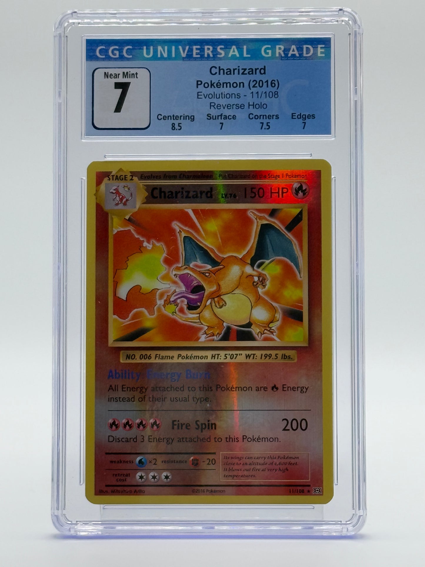 2016 POKEMON XY-CGC 7-CHARIZARD-REV HOLO-EVOLUTIONS