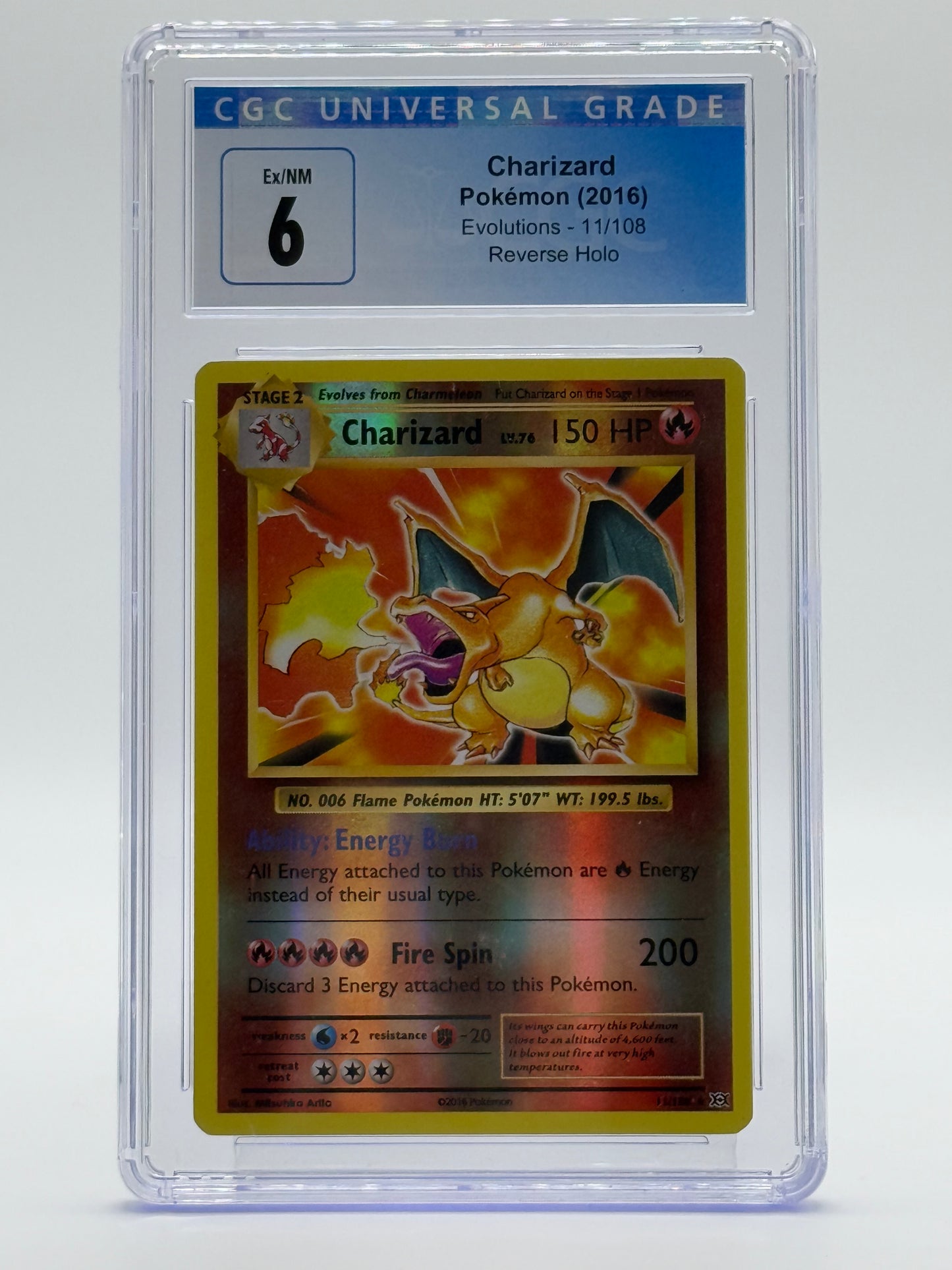 2016 POKEMON XY-CGC 6-CHARIZARD-REV HOLO-EVOLUTIONS