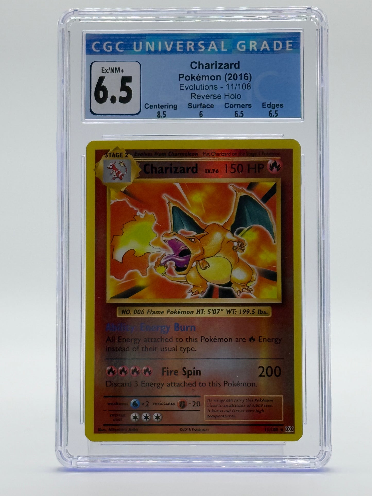 2016 POKEMON XY-CGC 6.5-CHARIZARD-REV HOLO-EVOLUTIONS