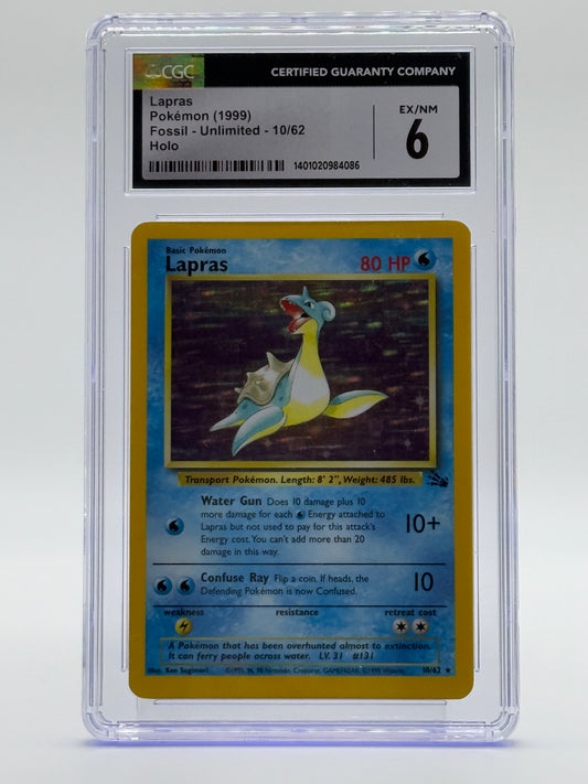 1999 POKEMON FOSSIL-CGC 6-LAPRAS-HOLO-UNLIMITED